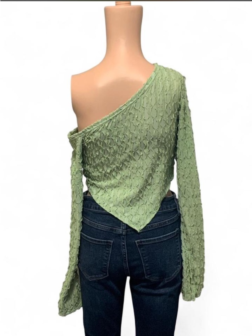 One-Shoulder Textured Cutout Top - Picture 2 of 3